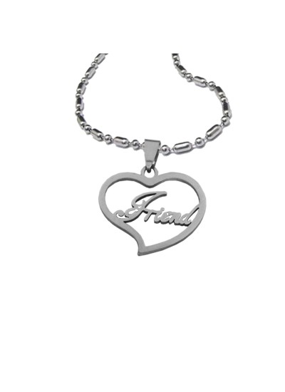 Menjewell " FRIEND" In Heart Design Pendant For Men & Boys